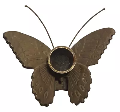 Antique Vintage Solid Brass Butterfly Candlestick Holder 5  X 2.25  • $12.99