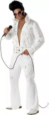 Rock Legend White Jumpsuit Elvis Star Fancy Dress Up Halloween Adult Costume • $70.95