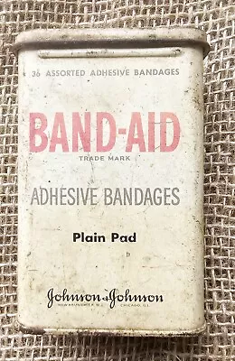 Vintage 1940s Band Aid Bandage Tin J&J Pharmaceutical  • $14.99