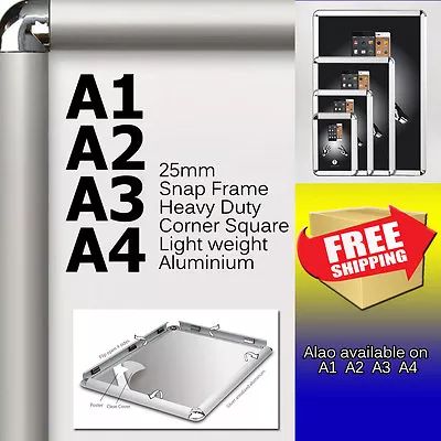 A0 A1 A2 A3 A4 PREMIUM Aluminum Snap Poster Frame Sign Holder Wall Mount • $19.94