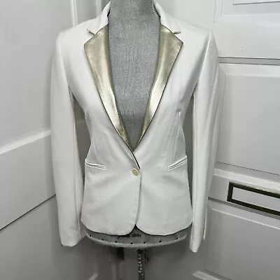 Maje Womens Size 36 Cream And Gold Metallic Blazer • $94.86