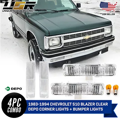 All Clear Front Corner + Turn Signal Lights For 83-94 Chevy Blazer & 82-93 S10 • $53.51