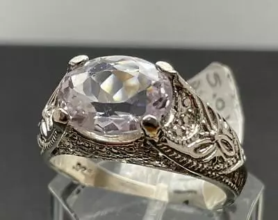 5.01 Ct Pink Kunzite .925 Sterling Silver Florentine Style Mens Ring Size 11.5 • $135