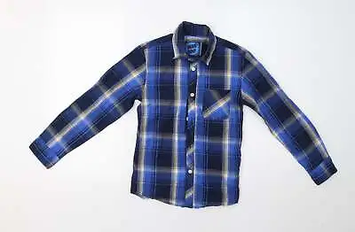 Blue Zoo Boys Blue Check Cotton Basic Button-Up Size 10 Years Collared • £3.15