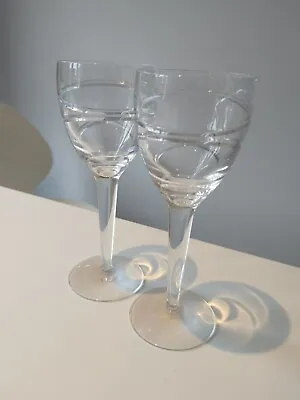 A Pair Of Stuart Crystal Jasper Conran Aura Large Wine Glasses 10 Inch 25cm • £80