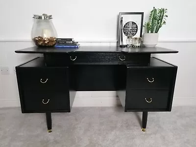 G Plan Dressing Table Desk Side Board Mid Century Black And Gold • £550