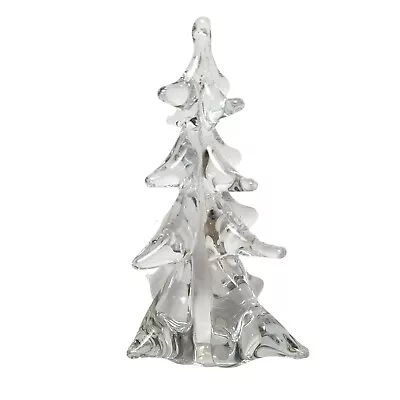 Vintage Crystal Clear Art Glass Christmas Tree 6  Sculpture Figurine Taiwan • $24.90