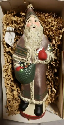$90 • Buy Vaillancourt German Glass Ornament Gold Santa 125/350 1998 Ltd Ed 9.75 In