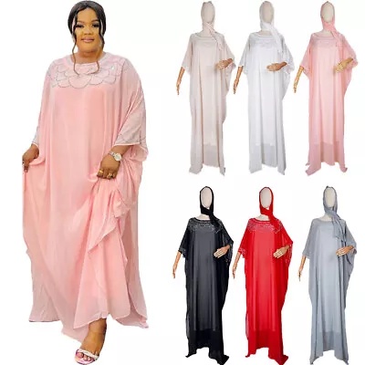 3pcs Women African Abaya Kaftan Inner Dress Scarf Sets Moroccan Caftan Dresses • $37.67