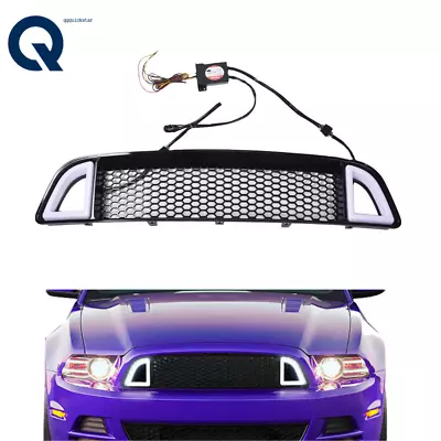 Front Bumper Upper Grille Black W/ White LED For 2013-14 Ford Mustang Non-Shelby • $55.35