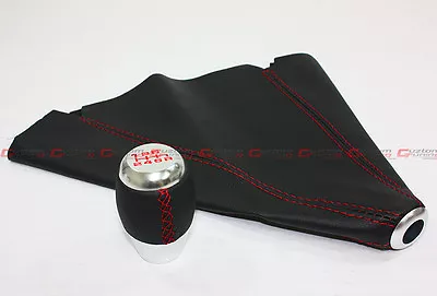 M10 X 1.25 Blk 6 Speed Chrome Shift Knob+ Red Stitching Leather Boot For Mazda • $27.99