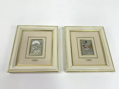 2 L. Moroni Pierrot Clown Mida .925 Silver Bone Enamel/gold Trim Picture Frames • $99