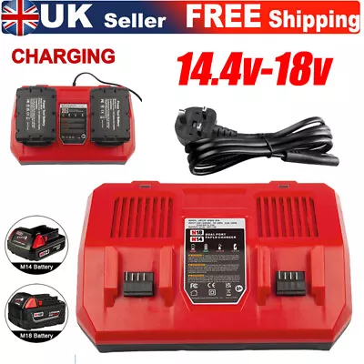 Dual Bay Rapid Charger For Milwaukee For M18 18V 48-11-1850 Li-ion Battery • £26.99