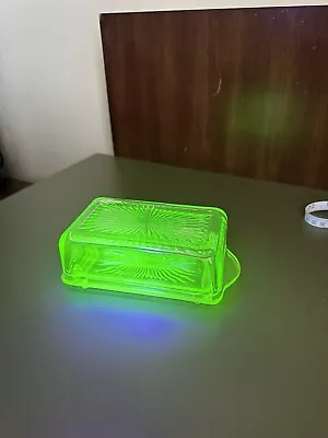 Uranium Glass Vintage Butter Dish. Read Description. • $30