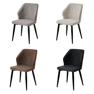 2/4/6pcs Dining Chairs Set Faux Leather Seat Back Metal Legs Kitchen Chair • £289.99