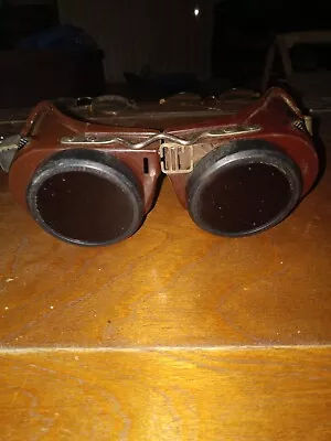 Vintage NORTON SAFETY Welding? GOGGLES STEAMPUNK Dark GLASS LENS SIDE PANELS USA • $15