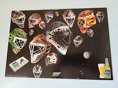 Molson Beer The Many Faces Of Hockey Vintage NHL Goalie Mask Helmet POSTER Sign • $17.02