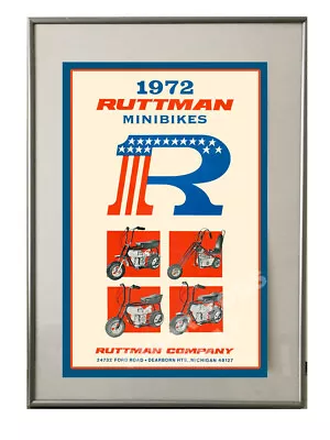 Vintage Ruttman Mini Bike Poster 1972 11 X17  Mini Bike Guide Magazine NO FRAME • $18.95