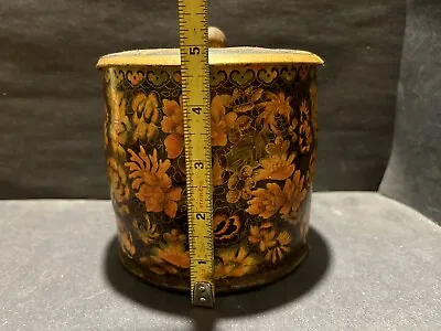 Vintage Tin DAHER Long Island NY England Sunflower Floral Container With Lid • $25