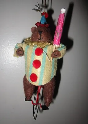 HEART FELTS Seasons Cannon Falls Circus Bear Riding Unicycle Christmas Ornament • $34.99