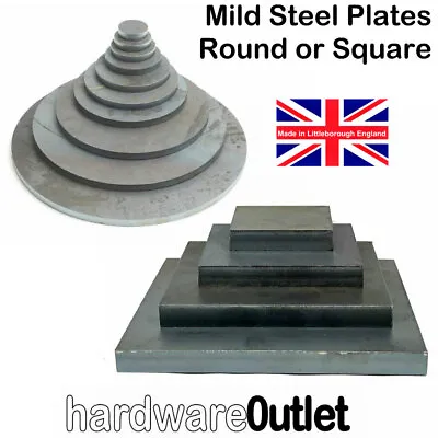 MILD STEEL SQUARE Or ROUND Disc Plate Sheet Metal Laser Cut Washer Blank UK Made • £3.50