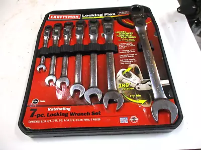 Craftsman 7 Piece SAE Locking Flex Ratcheting Combination Wrench Set No 9 42400 • $70