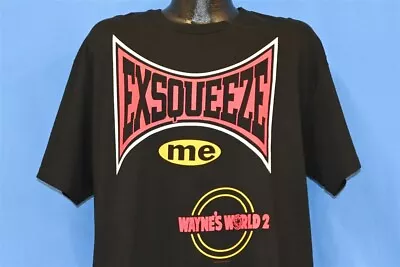 Vintage 90s WAYNE'S WORLD 2 EXSQUEEZE ME MIKE MYERS COMEDY FILM QUOTE T-shirt XL • $110.55