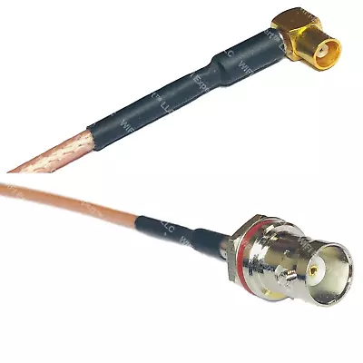 RG316 MCX FEMALE ANGLE To BNC FEMALE SM BULKHEAD Coax RF Cable USA-Ship • $10.74