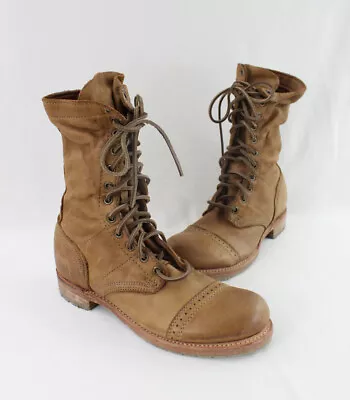 Vintage Shoe Company Women's Tobacco Tan Leather Molly Combat Boot Shoe Size 7.5 • $79