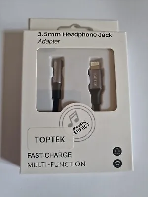 TOPTEK  IPhone Headphones Adapter Earphone 3.5mm AUX Jack To 8 Pin No Bluetoot • £4.99
