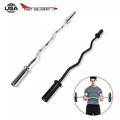$52.86 • Buy 47  Olympic Barbell Weight Bar Standard Ez Curl Bar Home Gym Fitness Exercise US