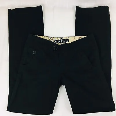 $22.99 • Buy Freestyle Revolution Juniors 3 Pants Black Cotton 5 Pocket Straight School EUC