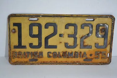 Vintage 1955 British Columbia License Plate 55 BC Canada • $49.99