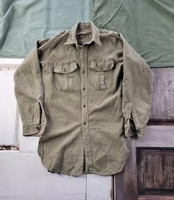 Vintage 1950s Canadian Army Wool Field Shirt Korean War Green OD Military XS • $21.70