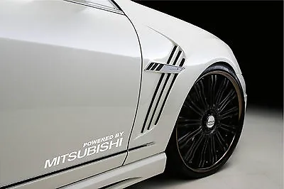 Powered By MITSUBISHI Sport Racing Decal Sticker Emblem Logo WHITE Pair • $29.95