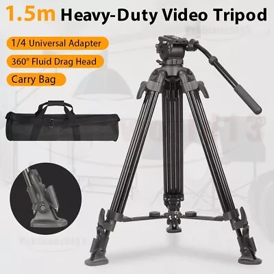 Heavy Duty Professional Tripod Video Camera DV Camcorder 360° Fluid Drag Head AU • $149.98