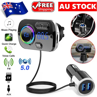Handsfree Wireless Bluetooth 5.0 FM Transmitter Car Radio MP3 Player USB Charger • $24.85
