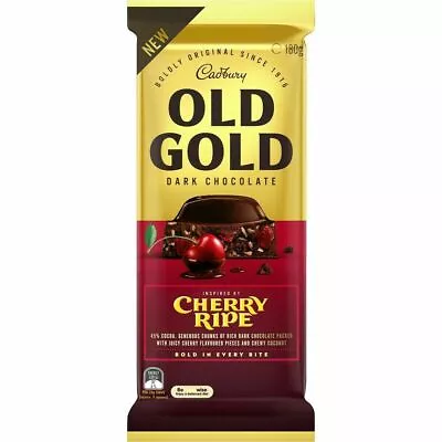 Cadbury Old Gold Dark Chocolate Cherry Ripe Block 180g • $15