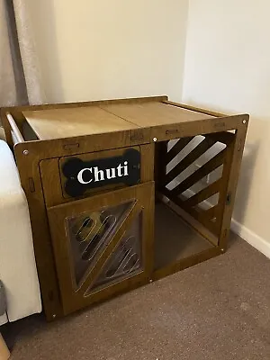 £200 • Buy Heavy Duty Wooden Dog Kennel Metal Crate Pet Cage House & Tray Indoor End Table