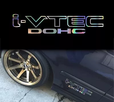 2X I-VTEC DOHC Replacement Vinyl Sticker - 12 - Holographic Chrome Fits To Honda • $17