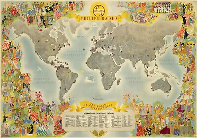 Pictorial Short-Wave Ham Radio Map The World Of Entertainment Wall Art Poster • $13.95