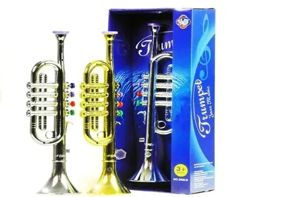 £11.99 • Buy Click N' Play Silver Toy Trumpet For Kids With Coloured Keys - Create Real Music