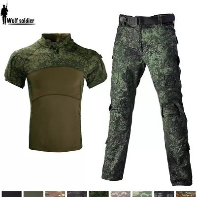 Tactical Men's Combat T-shirt Cargo Pants Military Special Forces Camo Uniform • $60.79