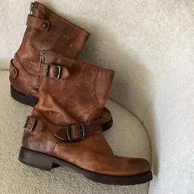 Frye Veronica Back Zip Short Boots 7.5 Style 3476603 Cognac Brown Distressed • $40