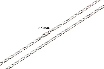 14k Solid White Gold Figaro Link Chain Necklace 2-7mm Men's Women Sz 16 -30  • $315.28