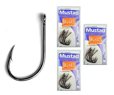 3 Packs Of Mustad 10829NPBLN Big Gun Chemically Sharp Fishing Hooks • $19.99