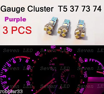 3x T5 5 SMD 3528 LED Gauge Cluster Shifter Light Bulb Purple  • $12