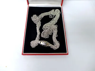 Big Cartier 18K Gold And Sterling Silver Multi Strand Vine Leaf Bead Necklace • $1850