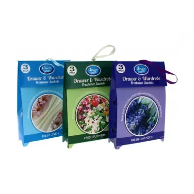 Scented Drawer Wardrobe Sachets Hanging Scented Lavender Fresh Linen Flowers • £3.45