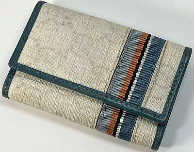 VTG GUCCI Key Holder Wallet Key Case White GG Logo Blue Orange Stripe Italy 3.75 • $49.99